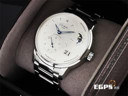 GLASHUTTE ORIGINAL 格拉蘇蒂 Pano MaticLunar 1-90-02-42-32-71 不鏽鋼材質 偏心月相 德式經典大日期窗 <font color="#FF0000"> 2022保單 商務菁英 低調穩重的選擇 </font> 透明錶背 自動上鍊 40mm