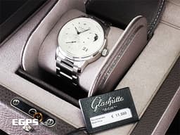 GLASHUTTE ORIGINAL 格拉蘇蒂 Pano MaticLunar 1-90-02-42-32-71 不鏽鋼材質 偏心月相 德式經典大日期窗 <font color="#FF0000"> 2022保單 商務菁英 低調穩重的選擇 </font> 透明錶背 自動上鍊 40mm