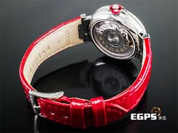 BVLGARI 寶格麗 BVLGARI LUCEA 103618 <font color="#FF0000">2024年保單 鑽石時標、錶圈 紅碧璽錶冠 <font color="#f079a0">原廠亮麗鑽石圈 艷麗粉紅色立體珍珠母貝紋面 原廠紅色鱷魚皮錶帶</font></font> 33mm