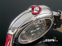 BVLGARI 寶格麗 BVLGARI LUCEA 103618 <font color="#FF0000">2024年保單 鑽石時標、錶圈 紅碧璽錶冠 <font color="#f079a0">原廠亮麗鑽石圈 艷麗粉紅色立體珍珠母貝紋面 原廠紅色鱷魚皮錶帶</font></font> 33mm