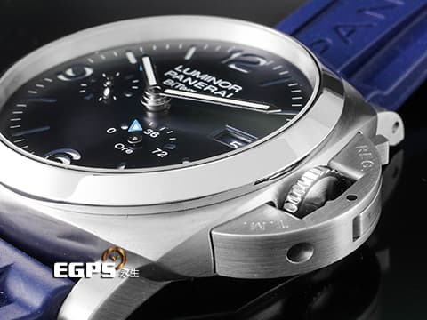 PANERAI 沛納海 LUMINOR 系列 BiTempo PAM01361 GMT 三日鍊 PAM1361 藍色放射太陽紋面盤 藍色GMT、動力顯示指針箭頭 2024年保單  自動上鍊 44mm