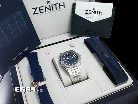 ZENITH 真力時 DEFY Skyline 碟飛 03.9300.3620/51.I001 不鏽鋼材質 四芒星藍色面盤 附原廠膠帶 快拆錶帶&nbsp;2023年保卡 自動上鍊 41mm