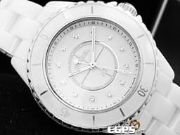 CHANEL 香奈兒 J12 White Ceramic H5703 白陶瓷 <font color="#84C1FF">原廠鑽石時標</font> 經典 <font color="#FF0000">2025年保單 專利不鏽鋼蝴蝶扣 </font> 石英機芯 33mm