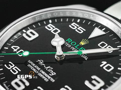 ROLEX 勞力士 Oyster Perpetual 蠔式 Air-King 空中霸王 126900 綠色秒針、ROLEX品牌銘刻 網壇巨星"瑞士特快車"【費德勒】最終之戰配戴錶款 新款有肩膀的空中霸王！  2023年新式綠卡  不鏽鋼材質 自動上鍊 40mm