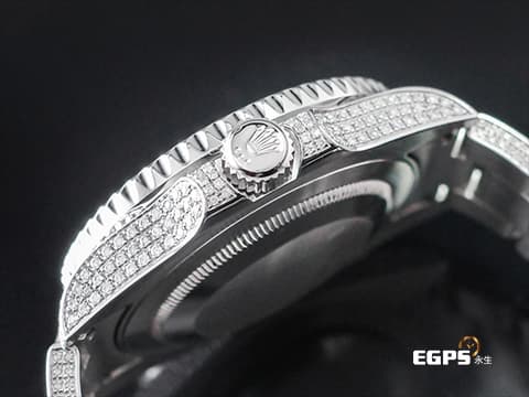 ROLEX 勞力士 GMT-MASTER II 格林威治型 116710LN 兩地時間 116710 LN   精鑲滿天星鑽石虎紋面盤、精鑲梯鑽雙向旋轉錶圈、滿鑲錶帶及摺疊帶扣   40mm