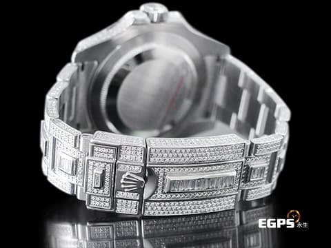 ROLEX 勞力士 GMT-MASTER II 格林威治型 116710LN 兩地時間 116710 LN   精鑲滿天星鑽石虎紋面盤、精鑲梯鑽雙向旋轉錶圈、滿鑲錶帶及摺疊帶扣   40mm