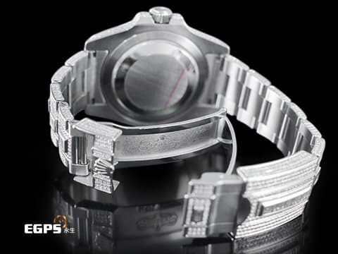 ROLEX 勞力士 GMT-MASTER II 格林威治型 116710LN 兩地時間 116710 LN   精鑲滿天星鑽石虎紋面盤、精鑲梯鑽雙向旋轉錶圈、滿鑲錶帶及摺疊帶扣   40mm