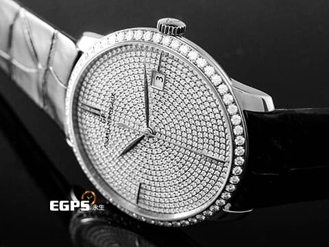 Girard-Perregaux 芝柏 GP錶 1966系列 49525 經典 大三針 18K白金 精鑲鑽圈、滿天星鑽石面盤 自動腕錶 38mm