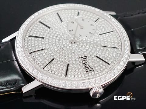 PIAGET 伯爵 Altiplano Small Seconds 小秒針&nbsp;P10522 精鑲絕美鑽石錶圈、精鑲滿天星面盤&nbsp;18K白金材質 經典838P超薄小三針機芯 手上鍊 40mm