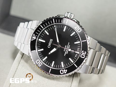 ORIS 豪利時 Aquis Date 時間之海 0173377304134 黑色陶瓷錶圈 黑色面盤 黑水鬼 不鏽鋼 2023年保單 潛水錶 自動上鍊 43.5mm