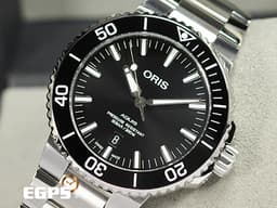 ORIS 豪利時 Aquis Date 時間之海 0173377304134 黑色陶瓷錶圈 黑色面盤 黑水鬼 不鏽鋼 <font color=#FF0000>2023年保單</font> 潛水錶 自動上鍊 43.5mm