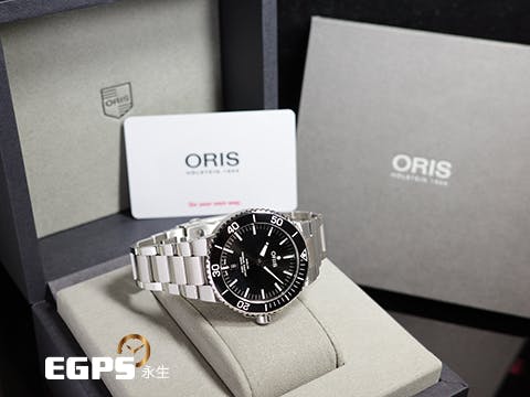 ORIS 豪利時 Aquis Date 時間之海 0173377304134 黑色陶瓷錶圈 黑色面盤 黑水鬼 不鏽鋼 2023年保單 潛水錶 自動上鍊 43.5mm