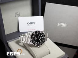 ORIS 豪利時 Aquis Date 時間之海 0173377304134 黑色陶瓷錶圈 黑色面盤 黑水鬼 不鏽鋼 <font color=#FF0000>2023年保單</font> 潛水錶 自動上鍊 43.5mm