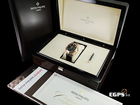 PATEK PHILIPPE 百達翡麗 PP 5205R-011 Annual Calendar 年曆錶 5205 月相盈虧 18K玫瑰金材質 橄欖綠黑色漸變面盤&nbsp;2023年保單 自動上鍊 40 mm