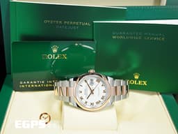 ROLEX 勞力士 Datejust 36 蠔式日誌型 126201 <font color=#f3baa1>經典玫瑰金色羅馬數字時標 永恒玫瑰金 半金款</font> DJ36 白色面盤 <font color=#FF0000>2024年保卡 蠔式（Oyster）三節錶帶</font> 自動上鍊 36mm