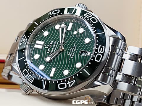 OMEGA 歐米茄 Seamaster 300 海馬系列 21030422010001 綠色陶瓷錶圈+綠色波浪紋面盤 綠海馬 同軸擒縱 2023年保單 排氦氣閥 潛水錶 自動上鍊 42mm