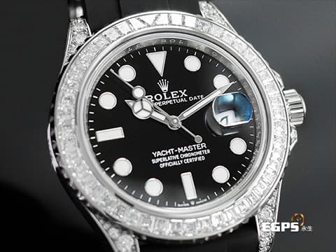 ROLEX 勞力士 Yacht-Master 遊艇名仕型 226679TBR 黑色面盤 勞力士停產隱藏版  18K白金材質 原廠鑲嵌鑽石錶圈&nbsp;2023年保卡&nbsp;大顆的頂級遊艇  42mm