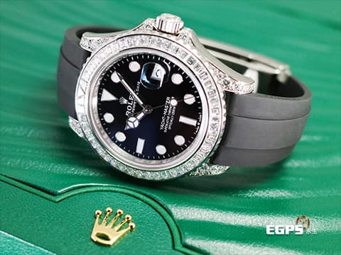 ROLEX 勞力士 Yacht-Master 遊艇名仕型 226679TBR 黑色面盤 勞力士停產隱藏版  18K白金材質 原廠鑲嵌鑽石錶圈&nbsp;2023年保卡&nbsp;大顆的頂級遊艇  42mm