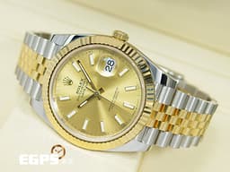 ROLEX 勞力士 Datejust 41 蠔式日誌型 126333 <font color="#f3e6a5">皇帝金面盤&nbsp;18K黃金 半金款</font> DJ41 經典三角坑紋錶圈 <font color="#FF0000">2017年台灣公司貨 紀念型（Jubilee）五銖錶帶</font> 自動上鍊 41mm
