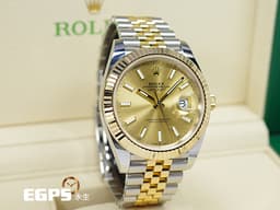 ROLEX 勞力士 Datejust 41 蠔式日誌型 126333 <font color="#f3e6a5">皇帝金面盤&nbsp;18K黃金 半金款</font> DJ41 經典三角坑紋錶圈 <font color="#FF0000">2017年台灣公司貨 紀念型（Jubilee）五銖錶帶</font> 自動上鍊 41mm