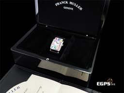 Franck Muller 法蘭穆勒 Color Dreams 952QZ COL 不鏽鋼材質 <font color=#cad6f0>白色貝母面盤</font> <font color=#FF0000>彩色藝術數字時標 原廠黑色鱷魚皮錶帶</font> 石英機芯 26x44 mm