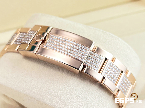 ROLEX 勞力士 Daytona 迪通拿 116505 18K永恆玫瑰金材質 計時碼表 <font color="#05f0f0">精鑲漸層彩紅色寶石錶圈、時標 精鑲鑽石於滿天星鑽石面盤、錶耳、護肩及錶鍊帶中排鑽</font> 自動上鍊&nbsp;40mm