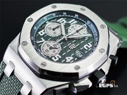 Audemars Piguet AP錶 愛彼 Royal Oak Offshore 皇家橡樹離岸型 飛返計時碼錶 26238TI.OO.A056CA.01 鈦金屬材質 <font color="#019858"> 綠色面盤 軍綠色款</font>&nbsp;<font color="#FF0000">2023年保單 新式</font><font color="#ff0000">快</font><font color="#FF0000">拆錶帶 </font>自動上鏈 42mm
