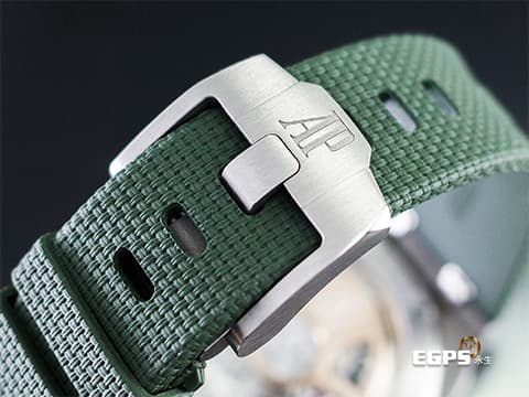 Audemars Piguet AP錶 愛彼 Royal Oak Offshore 皇家橡樹離岸型 飛返計時碼錶 26238TI.OO.A056CA.01 鈦金屬材質  綠色面盤 軍綠色款&nbsp;2023年保單 新式快拆錶帶 自動上鏈 42mm