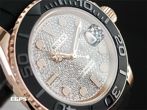 ROLEX 勞力士 Yacht-Master 40 蠔式 遊艇名仕型 126655 Pave 原廠鑲鑽 滿天星面盤 永恆玫瑰金 刻度陶瓷錶圈 2023年保單 新款3235機芯 Glidelock快調延展錶扣 自動上鍊 40mm
