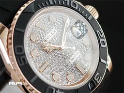 ROLEX 勞力士 Yacht-Master 40 蠔式 遊艇名仕型 126655 Pave <font color="#cadff0">原廠鑲鑽 滿天星面盤</font> 永恆玫瑰金 刻度陶瓷錶圈 <font color="#FF0000">2023年保單 新款3235機芯 Glidelock快調延展錶扣</font> 自動上鍊 40mm