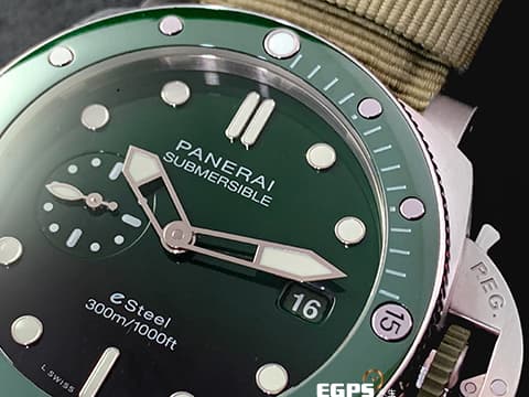 PANERAI 沛納海 LUMINOR SUBMERSIBLE PAM1287 PAM001287 三日鍊 不銹鋼 PAM1287 漸層綠色面盤 綠色陶瓷外圈&nbsp;2024年保卡&nbsp;潛水錶 自動上鍊 44mm