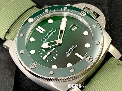 PANERAI 沛納海 LUMINOR SUBMERSIBLE PAM1287 PAM001287 三日鍊 不銹鋼 PAM1287 漸層綠色面盤 綠色陶瓷外圈&nbsp;2024年保卡&nbsp;潛水錶 自動上鍊 44mm