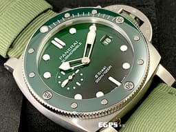 PANERAI 沛納海 LUMINOR SUBMERSIBLE PAM1287 PAM001287 三日鍊 不銹鋼 PAM1287 <font color="#00BB00">漸層綠色面盤 綠色陶瓷外圈</font>&nbsp;<font color="#FF0000">2024年保卡</font>&nbsp;潛水錶 自動上鍊 44mm
