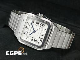 CARTIER 卡地亞 Santos 100 de Cartier 山度士 WSSA0029 中型款 <font color="#70cce1">藍色劍形指針 最新款快拆式錶帶</font> <font color="#ff0000"> 2024年保卡 </font> 自動上鍊 35.1mm