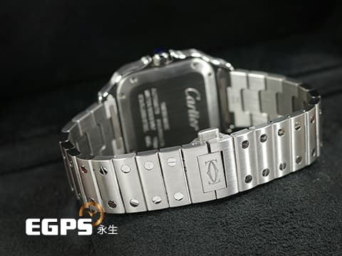 CARTIER 卡地亞 Santos 100 de Cartier 山度士 WSSA0029 中型款 藍色劍形指針 最新款快拆式錶帶  2024年保卡  自動上鍊 35.1mm