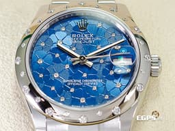ROLEX 勞力士 Datejust 31 DJ31 經典 蠔式日誌型 278344RBR 不鏽鋼&amp;18K白金鋼材質&nbsp;<font color="#77DDFF">天藍色花朵圖案面盤鑲24顆鑽石</font> <font color="#05f0f0">原廠圓拱形鑲鑽錶圈</font><font color="#FF0000"> 2023年新式保卡</font> 自動上鍊 31mm