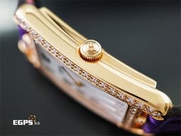 HERMES 愛馬仕 Cape Cod Nantucket系列 <font color="#FFE6D9">18K玫瑰金材質 玫瑰金色指針 </font> 白色珍珠母貝面盤 NA2.271.213 <font color="#FF0000">原廠鑲嵌56顆頂級天然美鑽外框</font>&nbsp;石英腕錶 20x27mm