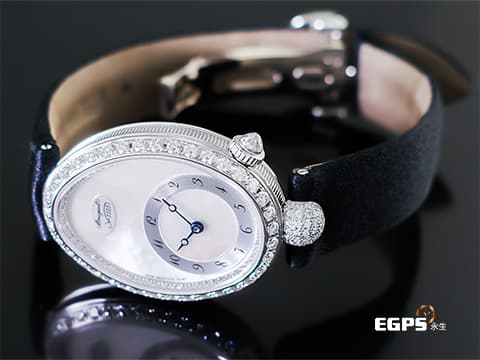 BREGUET 寶璣 Reine de Naples 那不勒斯 8928 皇后鑽錶 18K白金材質 貝殼面盤 自動上鍊 原鑲鑽錶 25x33mm