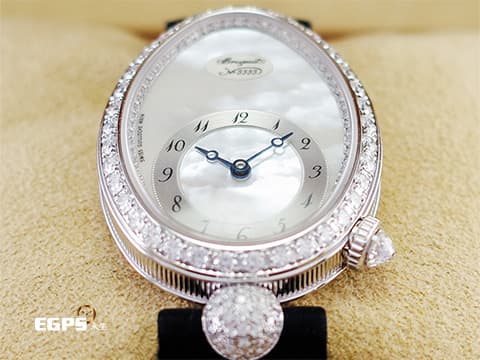 BREGUET 寶璣 Reine de Naples 那不勒斯 8928 皇后鑽錶 18K白金材質 貝殼面盤 自動上鍊 原鑲鑽錶 25x33mm