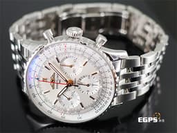 Breitling 百年靈 Navitimer B01 Chronograph 41 航空計時腕錶 AB0139 <font color="#b0b0b0">銀白色面盤</font>搭配<font color="#f0e138">金色指針時標</font> 計時碼表 不鏽鋼 經典環形飛行滑尺 <font color="#ff0000">百年</font><font color="#FF0000">靈自製01機芯 2023年保單 </font>飛行錶&nbsp;自動上鍊 41mm