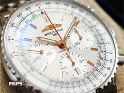 Breitling 百年靈 Navitimer B01 Chronograph 41 航空計時腕錶 AB0139 <font color="#b0b0b0">銀白色面盤</font>搭配<font color="#f0e138">金色指針時標</font> 計時碼表 不鏽鋼 經典環形飛行滑尺 <font color="#ff0000">百年</font><font color="#FF0000">靈自製01機芯 2023年保單 </font>飛行錶&nbsp;自動上鍊 41mm