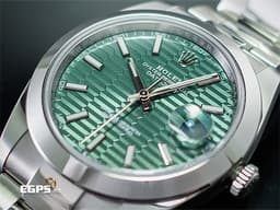 ROLEX 勞力士 DATEJUST 126300 蠔式日誌型 不鏽鋼材質 <font color="#98F898"> 薄荷綠色蜂巢坑紋面盤</font> <font color="#FF0000">2022年新式保卡</font>&nbsp;自動上鍊 41mm