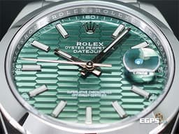 ROLEX 勞力士 DATEJUST 126300 蠔式日誌型 不鏽鋼材質 <font color="#98F898"> 薄荷綠色蜂巢坑紋面盤</font> <font color="#FF0000">2022年新式保卡</font>&nbsp;自動上鍊 41mm