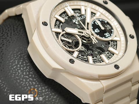 Hublot 宇舶 BIG BANG Unico 大爆炸 三日鍊 飛返計時碼錶 INTEGRATED 451.CZ.4620.CZ&nbsp;一體式米色陶瓷腕錶 源自沙漠及加勒比海攤 米沙色&nbsp;鏤空面盤 2023年電子保卡 全球限量200只 自動上鍊 42mm