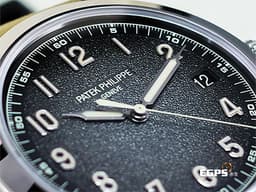 PATEK PHILIPPE 百達翡麗 PP錶 CALATRAVA系列 5226 白金材質 5226G-001 簡約大三針 <font color="#33CCFF">品味獨特風格的 炭灰漸層色不規則紋理面盤 </font> 錶身搭配亮麗巴黎釘紋錶殼<font color="#FF0000"> 2024年保單&nbsp;</font>自動上鍊 40mm