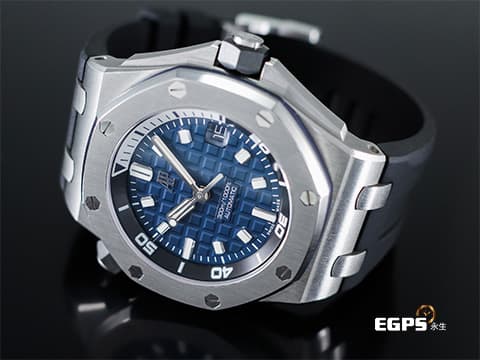 Audemars Piguet 愛彼 AP錶 Royal Oak Offshore Diver 皇家橡樹 離岸型 15720ST.OO.A027CA.01 潛水錶 ROO&nbsp;藍色超大型格紋面盤&nbsp;不鏽鋼 大三針&nbsp;新款4308機芯&nbsp;易換錶帶系統、附原廠黑色膠帶&nbsp;2021年保單 自動上鍊 42mm