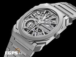 BVLGARI 寶格麗 Bulgari Octo Finissimo系列 Skeleton 8 Days 103610 <font color="#e2e2e2">超薄 鈦金屬 鏤空面盤</font> 經典八角形多稜角設計錶框 八日鍊 小秒針 <font color="#FF0000">2025年保單</font> 手上鏈 40mm