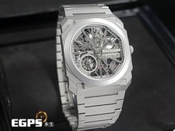 BVLGARI 寶格麗 Bulgari Octo Finissimo系列 Skeleton 8 Days 103610 <font color="#e2e2e2">超薄 鈦金屬 鏤空面盤</font> 經典八角形多稜角設計錶框 八日鍊 小秒針 <font color="#FF0000">2025年保單</font> 手上鏈 40mm
