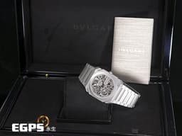 BVLGARI 寶格麗 Bulgari Octo Finissimo系列 Skeleton 8 Days 103610 <font color="#e2e2e2">超薄 鈦金屬 鏤空面盤</font> 經典八角形多稜角設計錶框 八日鍊 小秒針 <font color="#FF0000">2025年保單</font> 手上鏈 40mm