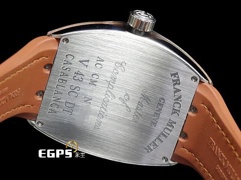 FRANCK MULLER 法蘭穆勒 Vanguard Casablanca 系列 V43 SC DT 酒桶型 不鏽鋼材質&nbsp;Salmon 鮭魚面 大三針 2025年保單 台灣公司貨 自動上鍊 42.5x54mm